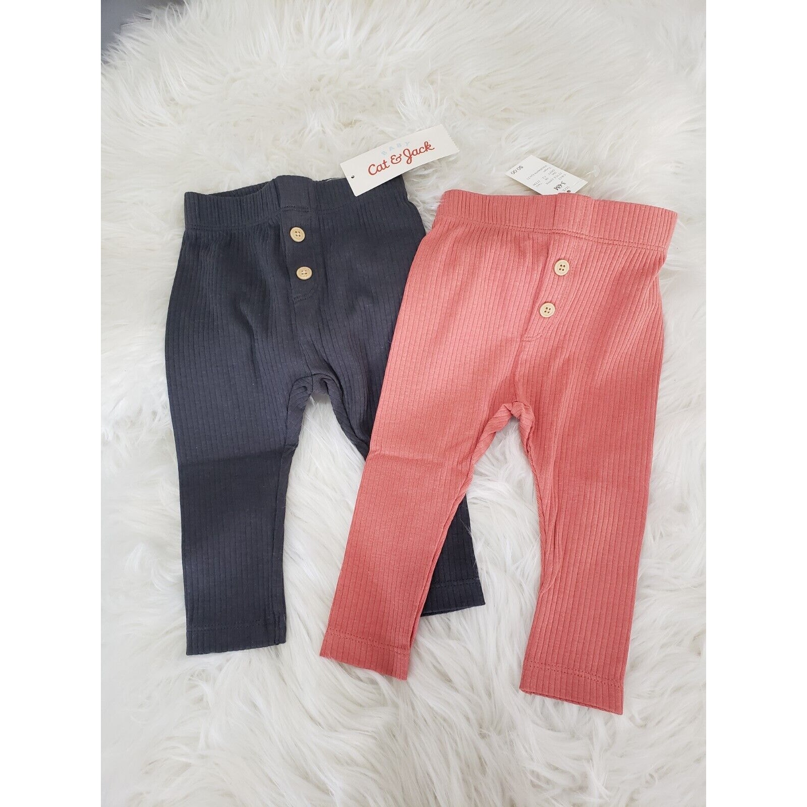 New Cat & Jack Black Gray Pink Mauve Boho Leggings Pants 3-6 Months Neutral